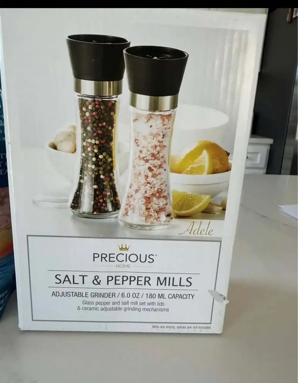 Large Stainless Steel Salt and Pepper Grinder Set - Adjustable Coarseness, Refil